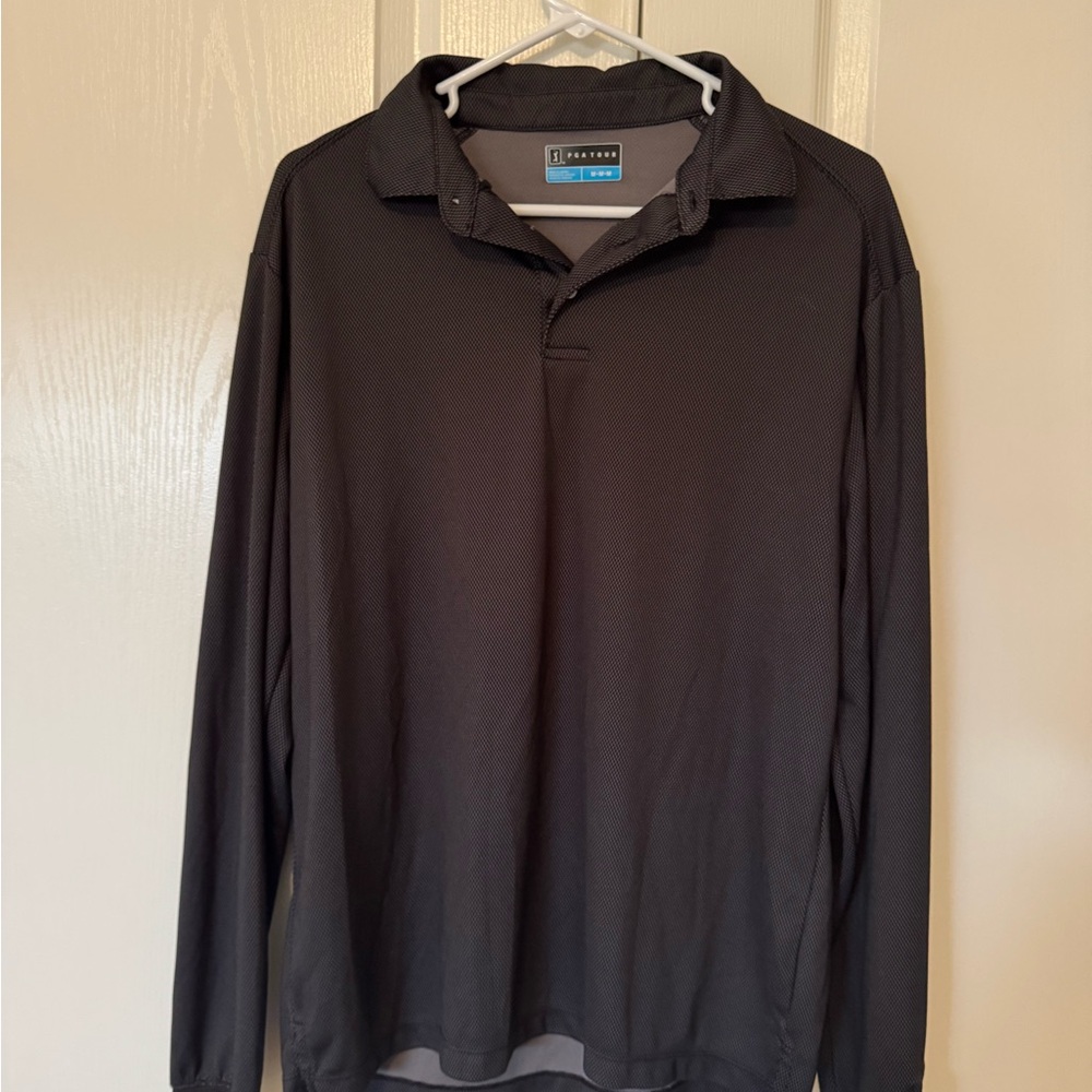 PGA Tour Charcoal Long Sleeve Polo Shirt